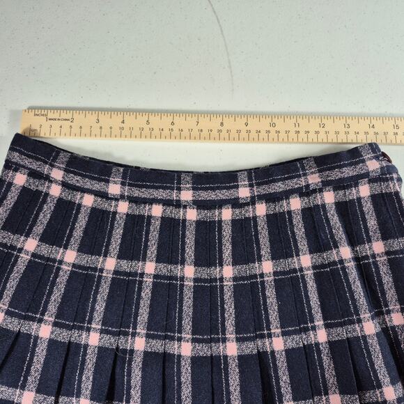Pendleton USA Blue Pale Pink Plaid Vintage Wool Pleated Skirt 12 - Picture 2 of 6